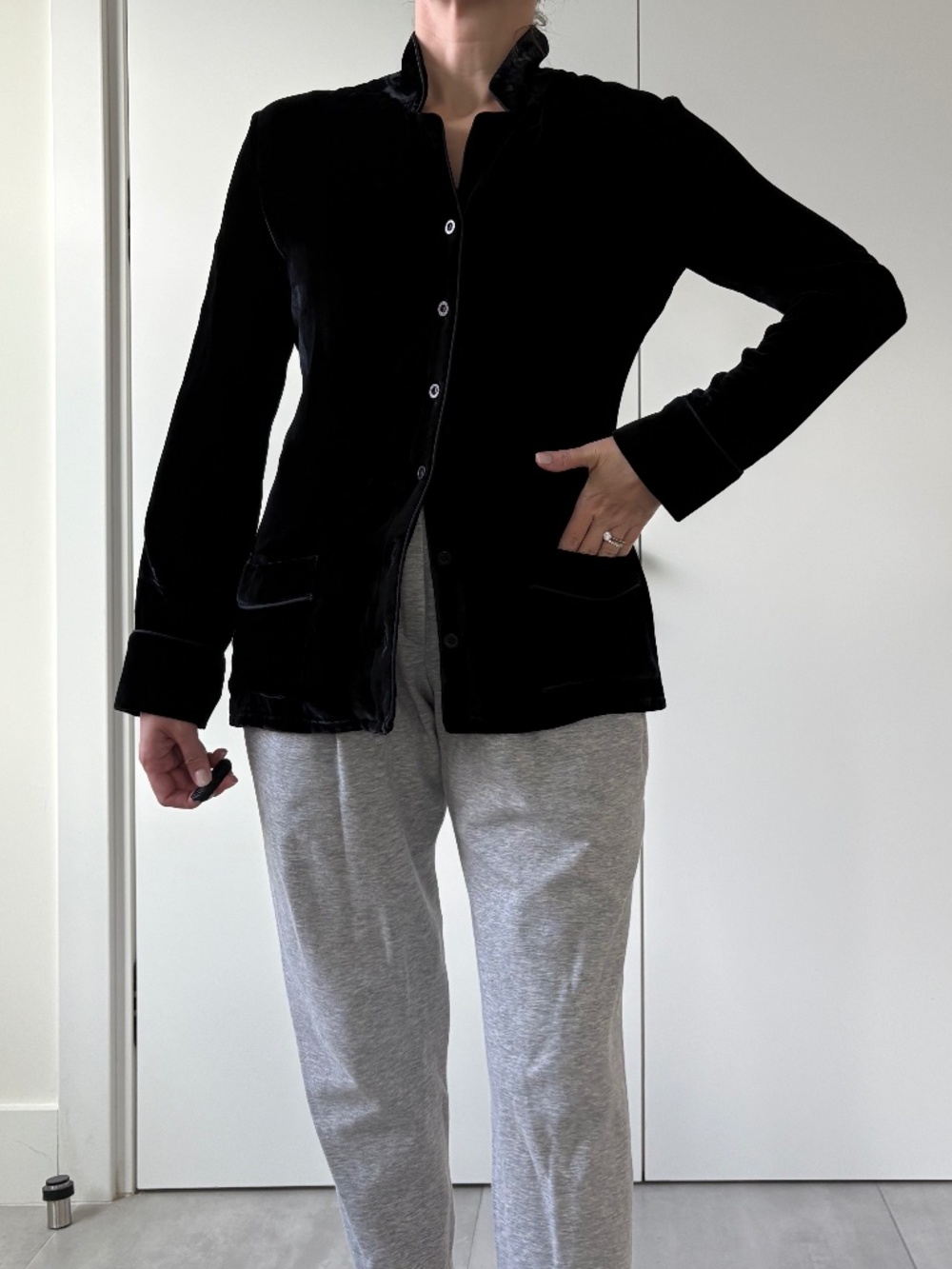 Piamita Black Velvet Pajama Style Blazer Jacket XS